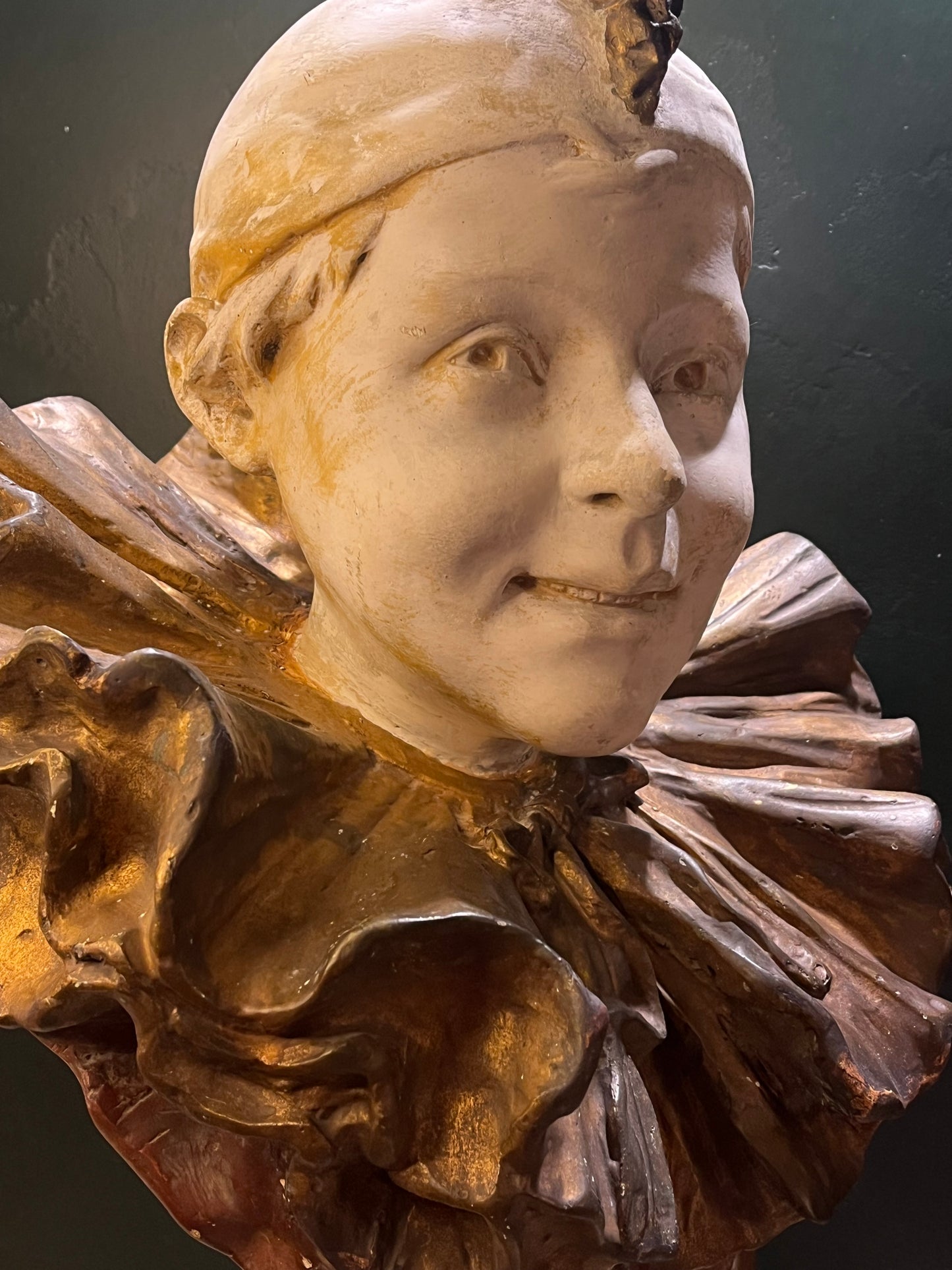 Antieke Jugendstil Pierrot Gipsen Buste - 20e Eeuw