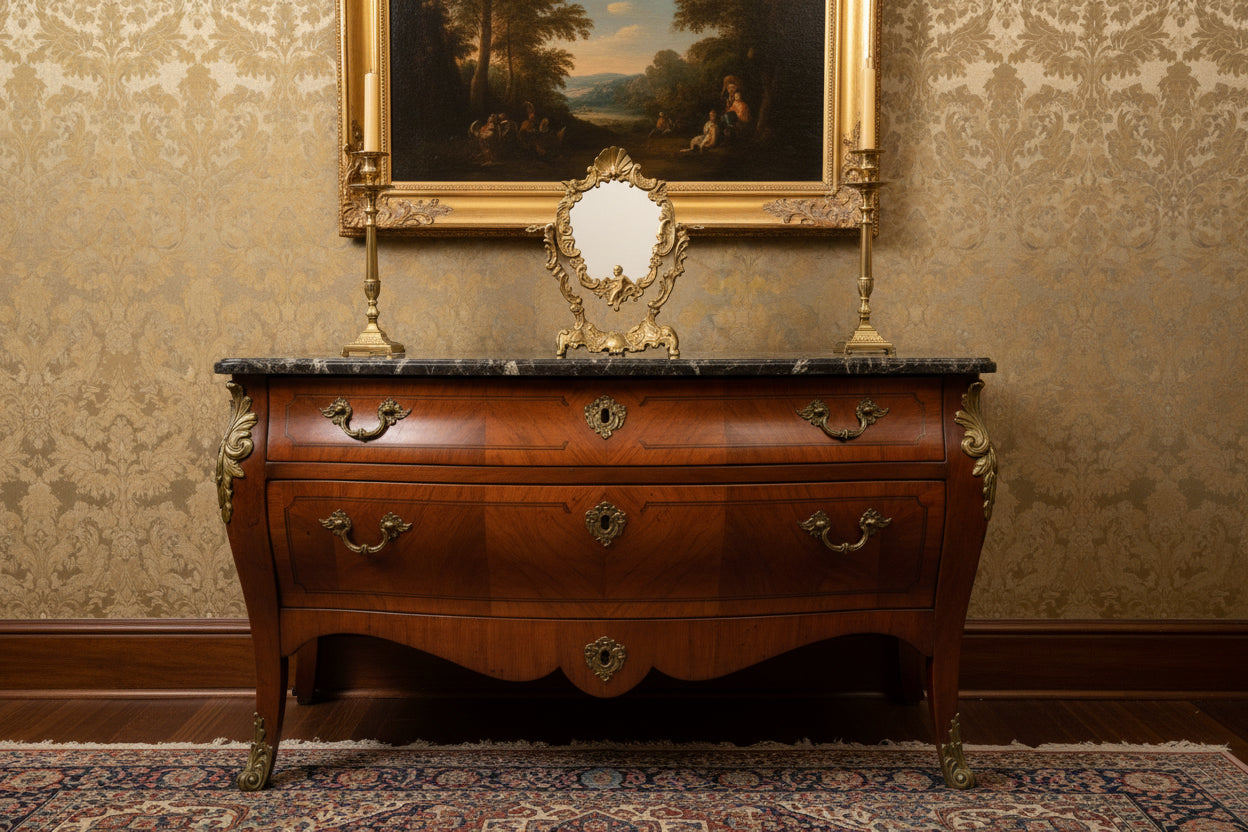 spiegel staat op een commode