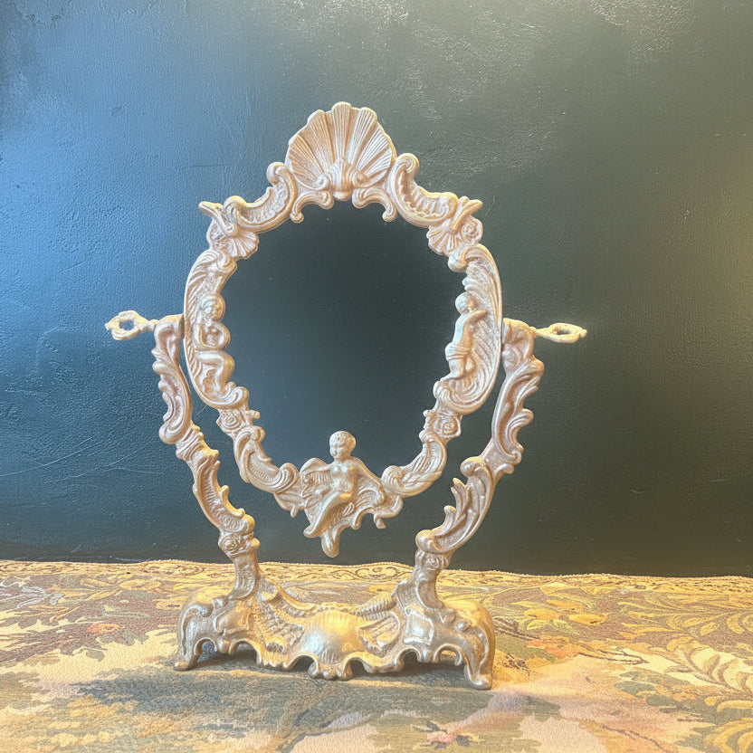 Neo-Rococo Tafelspiegel - Bronzen Putti Omlijsting, 19e Eeuw