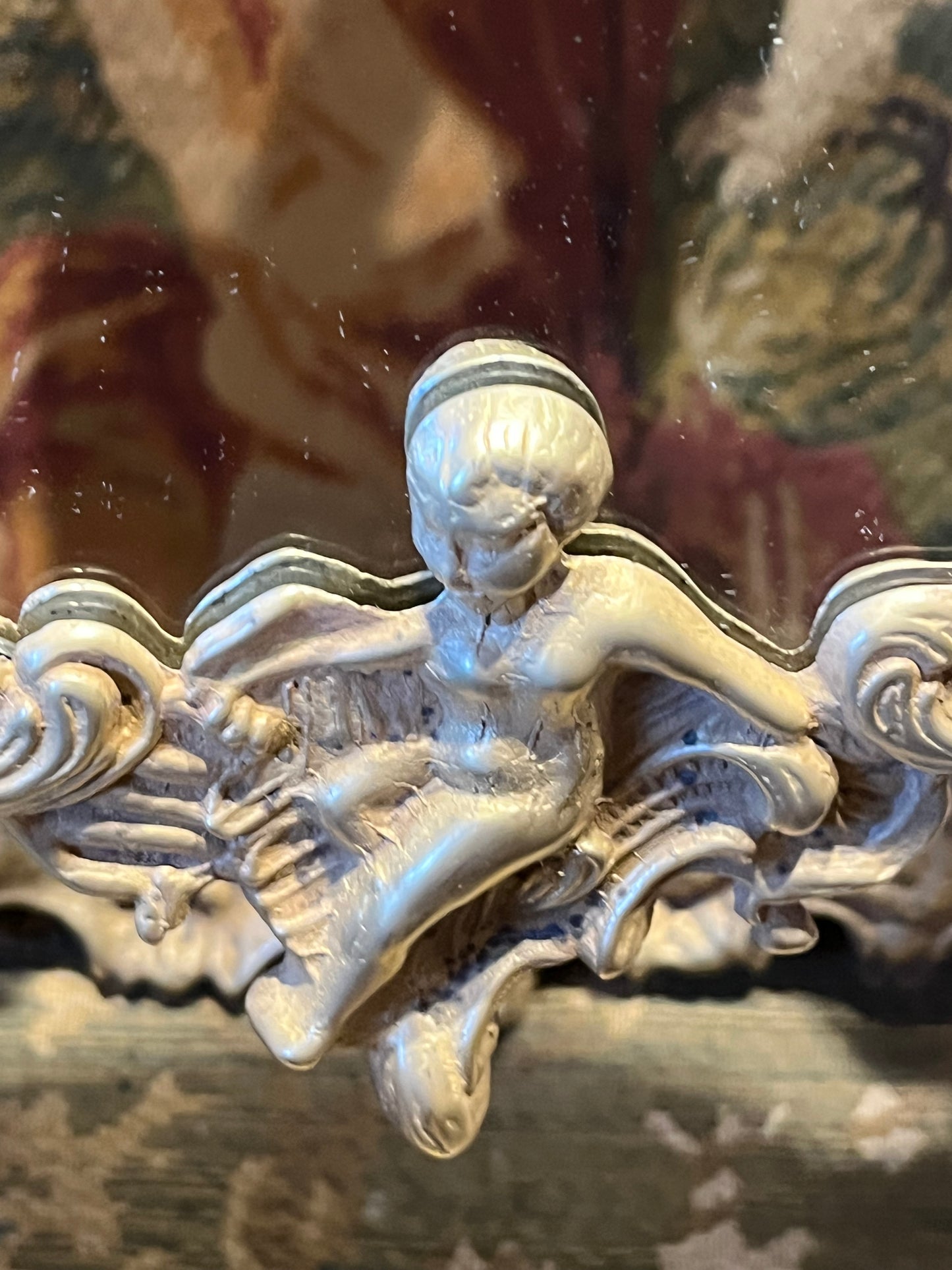 Neo-Rococo Tafelspiegel - Bronzen Putti Omlijsting, 19e Eeuw