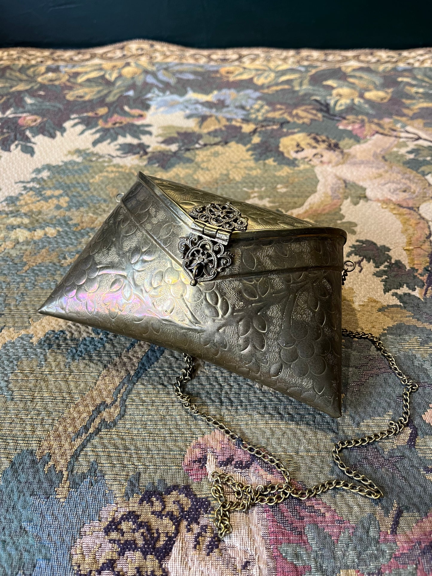 Art Deco Avondtasje - Messing met Zwart Fluweel, Jaren '30