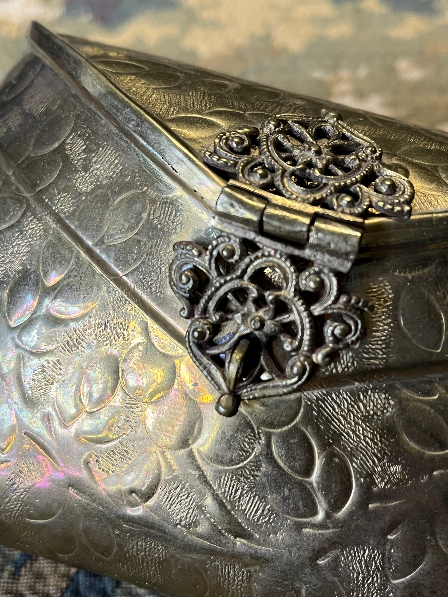 Art Deco Avondtasje - Messing met Zwart Fluweel, Jaren '30