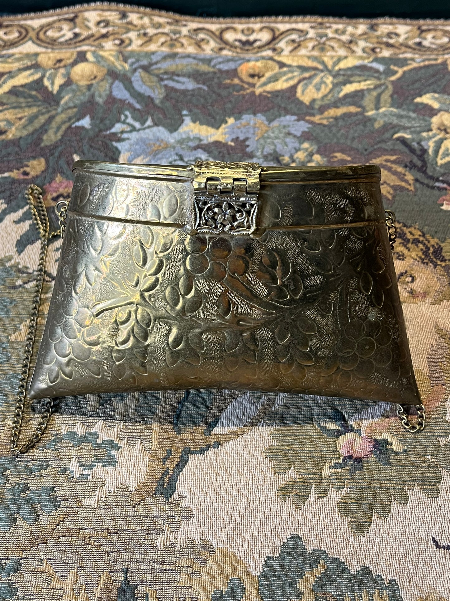 Art Deco Avondtasje - Messing met Zwart Fluweel, Jaren '30