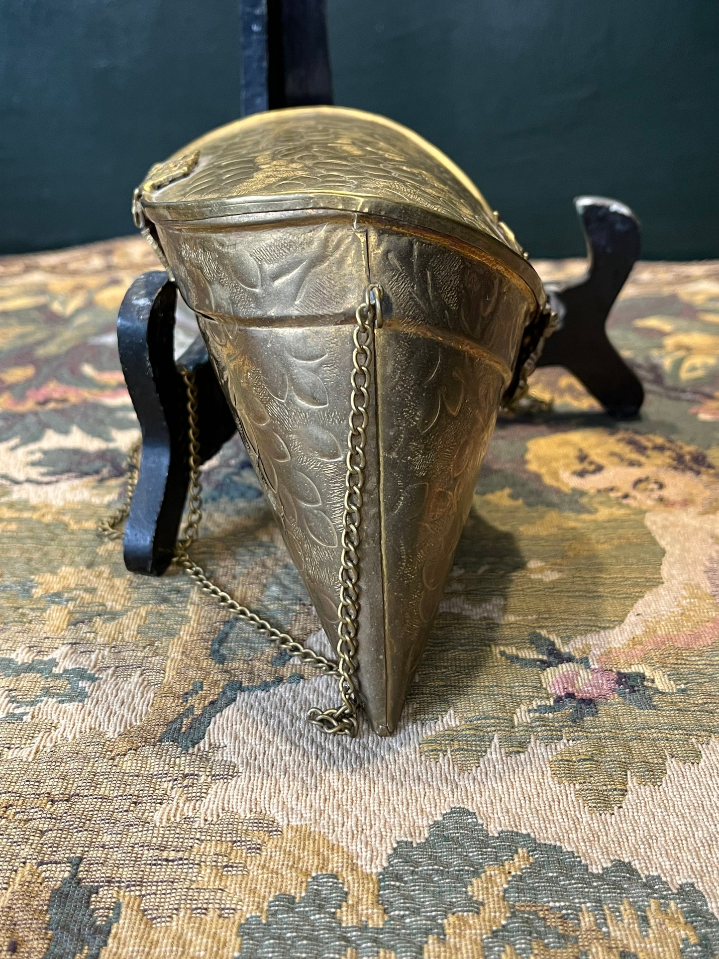 Art Deco Avondtasje - Messing met Zwart Fluweel, Jaren '30