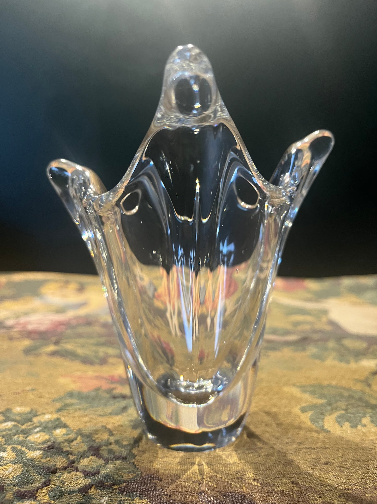 Val Saint Lambert – Gesigneerde Kristallen Zakdoekvaas – Belgisch Kristalglas 14 cm