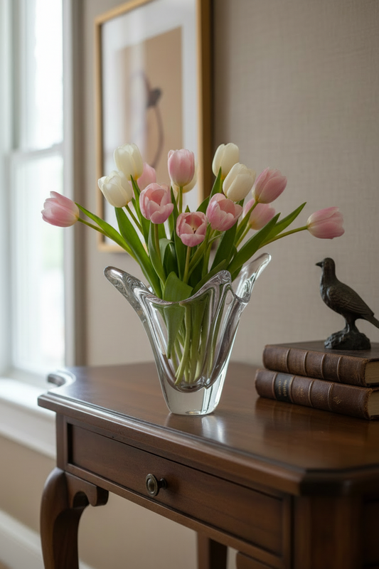 Val Saint Lambert – Gesigneerde Kristallen Zakdoekvaas – Belgisch Kristalglas 14 cm