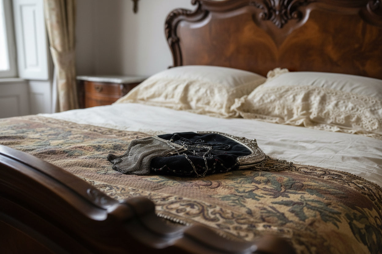 twee tasjes op een bed