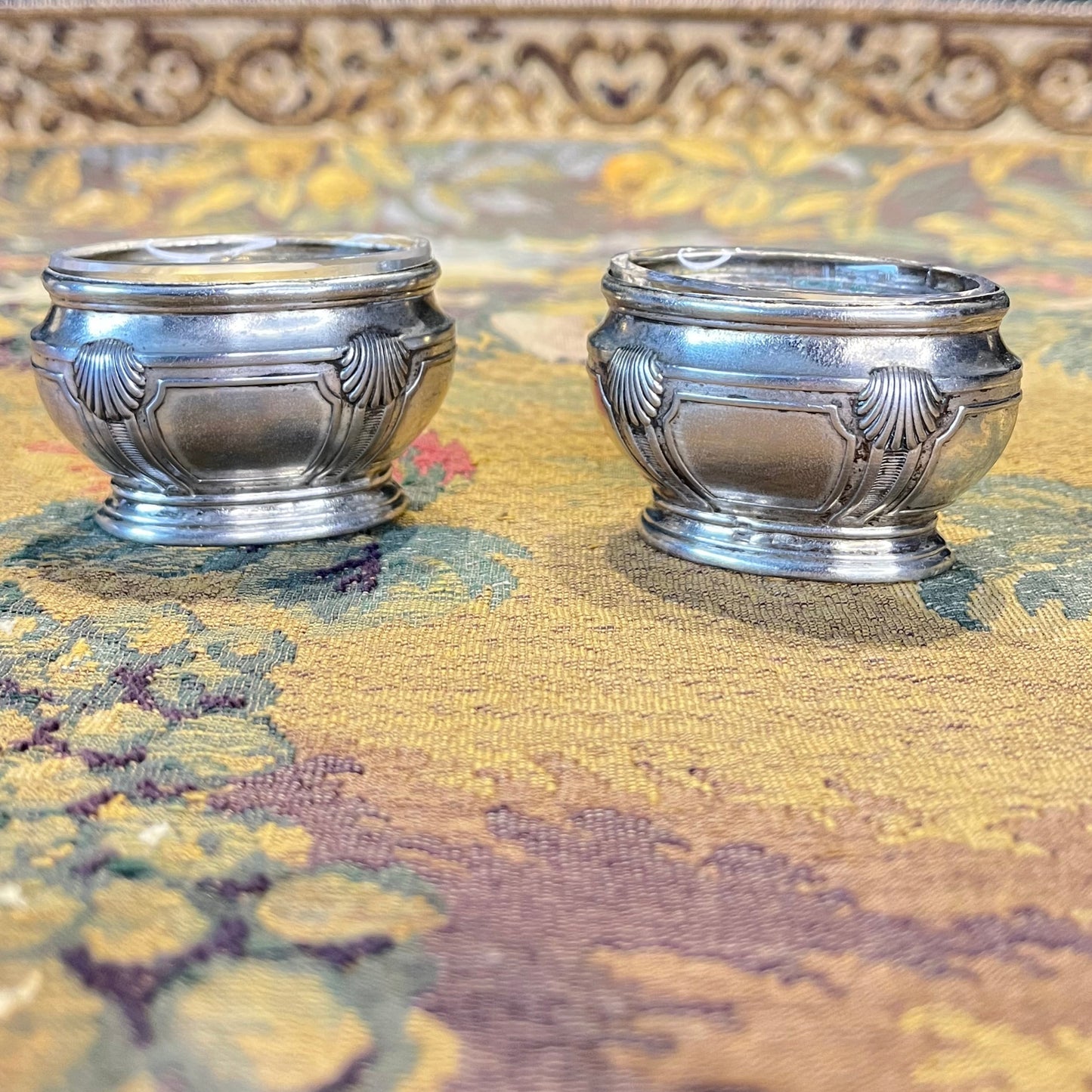 Antieke Zilveren Salerons Médicis ca. 1900 | Massief Zilver met Glazen Inzet