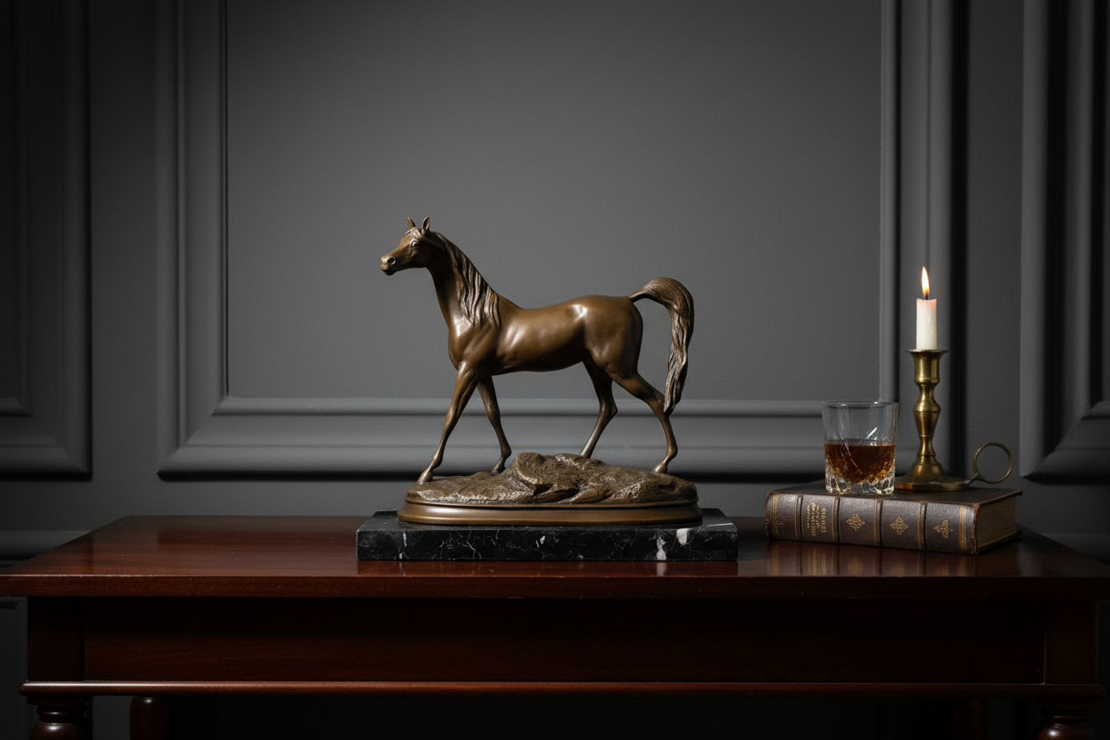 Bronzen Paardsculptuur – Elegante Merrie – JP Depose Gieterij – Vintage Frans Brons – Begin 20e Eeuw